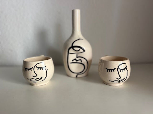Set de Cerámica Artesanal Decorativa – Estilo Artístico Minimalista